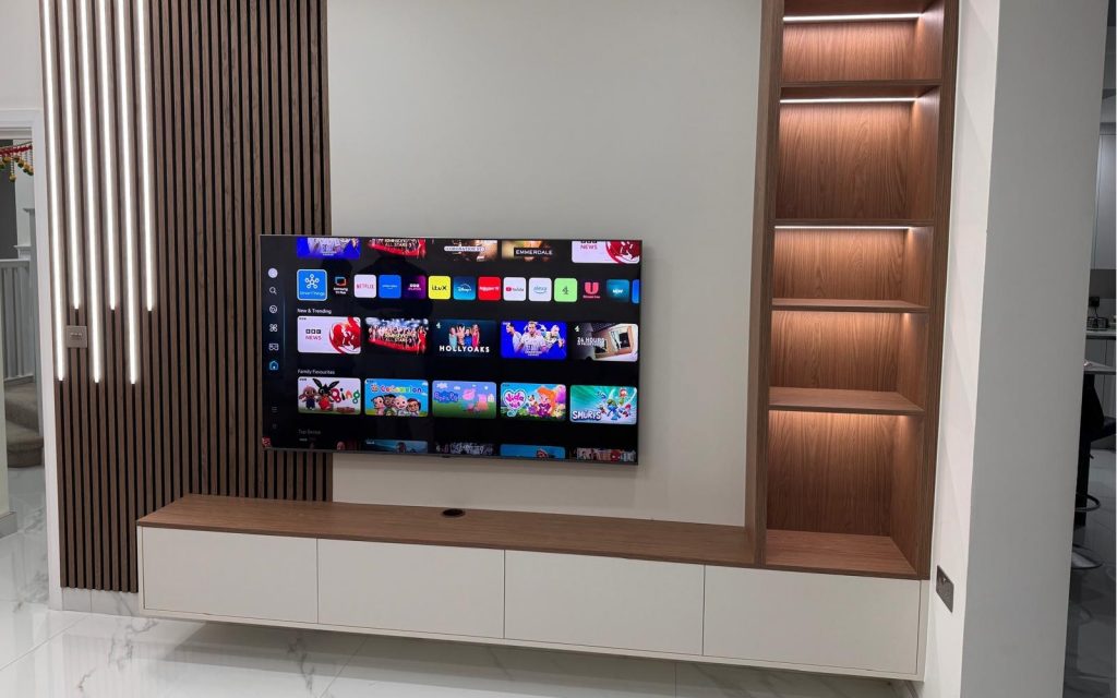 Modern Living Room TV Wall with Fireplace Unit