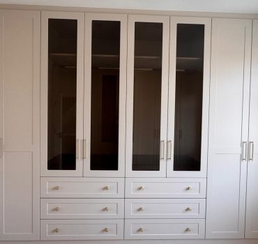 Bedroom Wardrobe with Mirrored Doors and Brass Handles