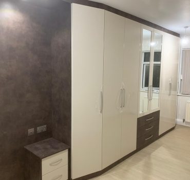 Two-Tone Fitted Wardrobe with Mirrored Panels - Dreamline Interiors